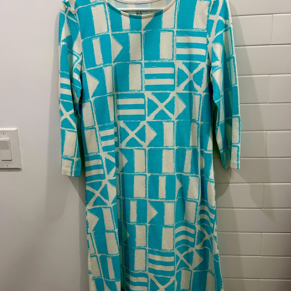 MAHI GOLD Blue Sheath Dress 3/4 Raglan Sleeve